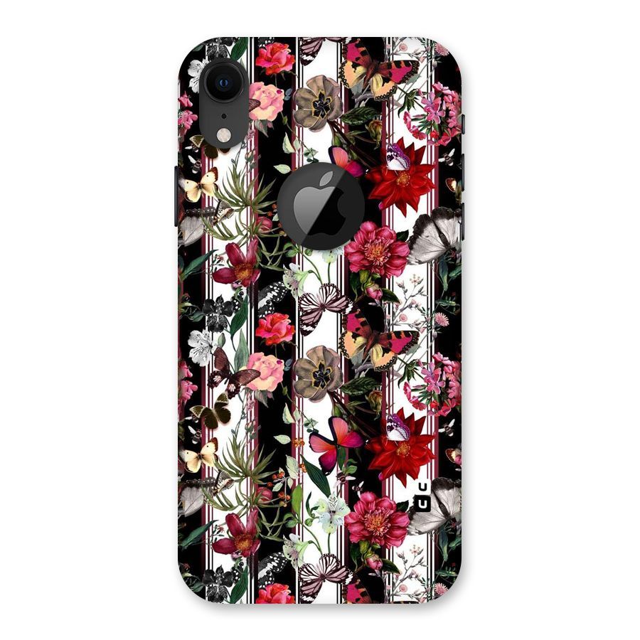 Butterfly Flowers Back Case for iPhone XR Logo Cut