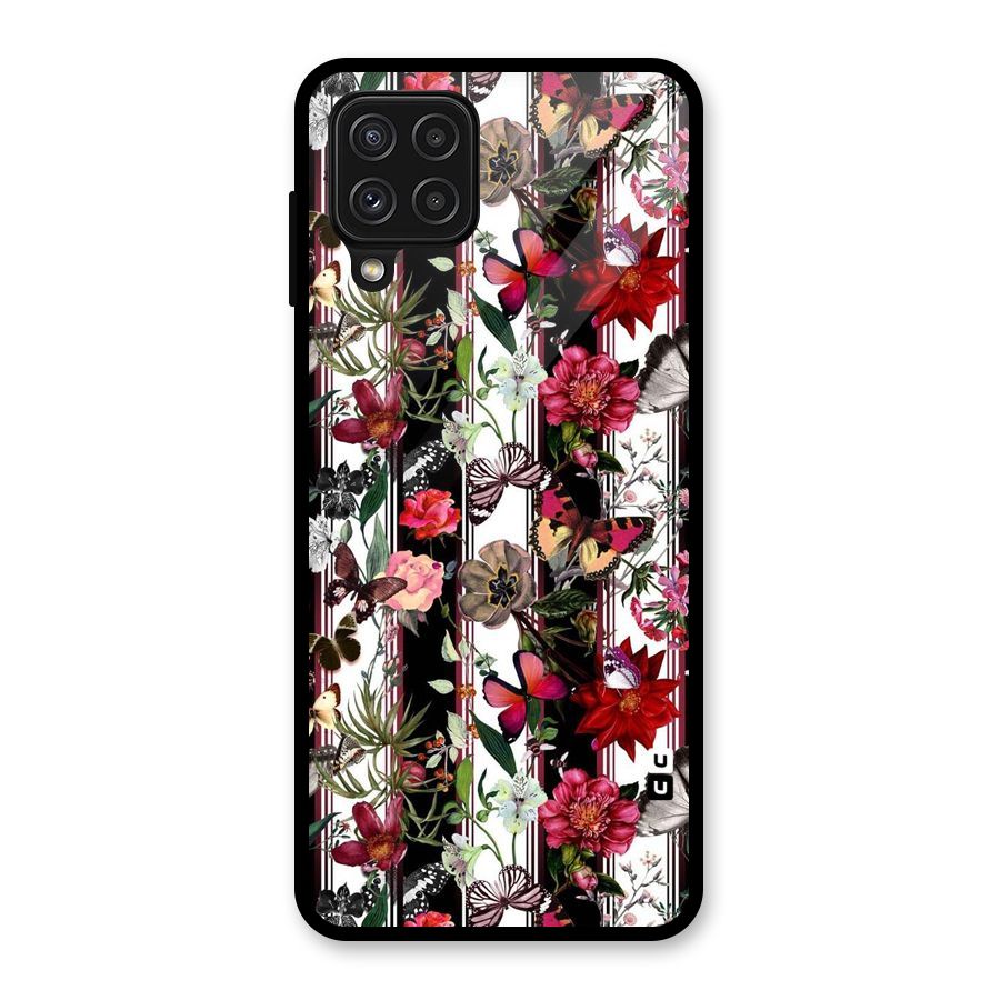 Butterfly Flowers Glass Back Case for Galaxy A22 4G