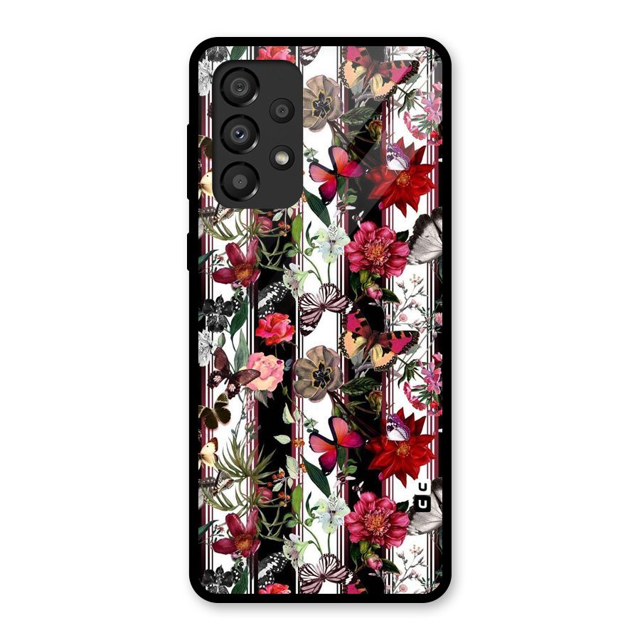 Butterfly Flowers Glass Back Case for Galaxy A33 5G