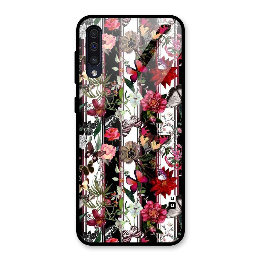 Butterfly Flowers Glass Back Case for Galaxy A50