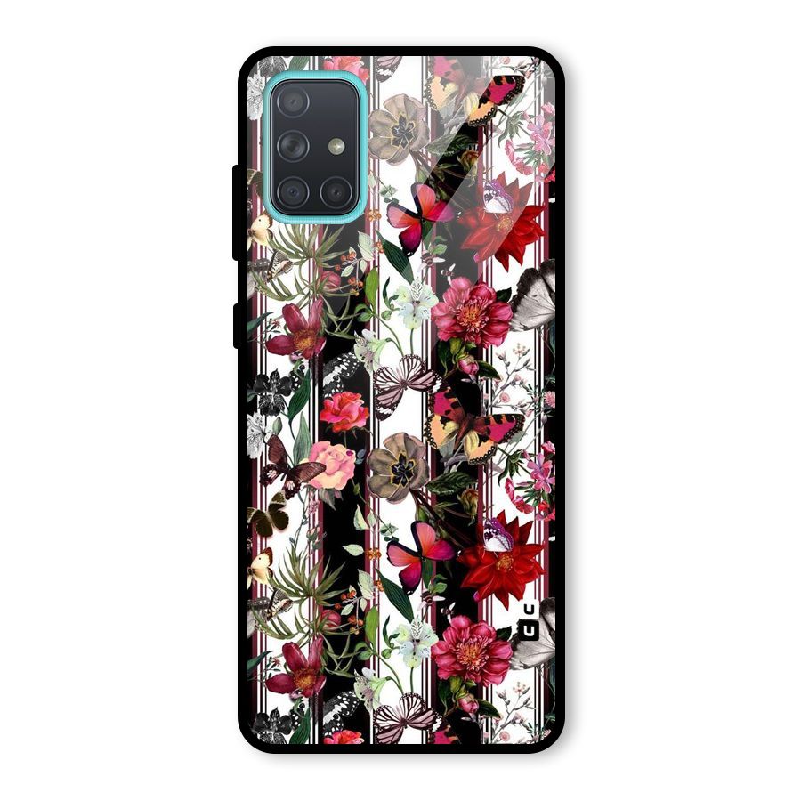 Butterfly Flowers Glass Back Case for Galaxy A71
