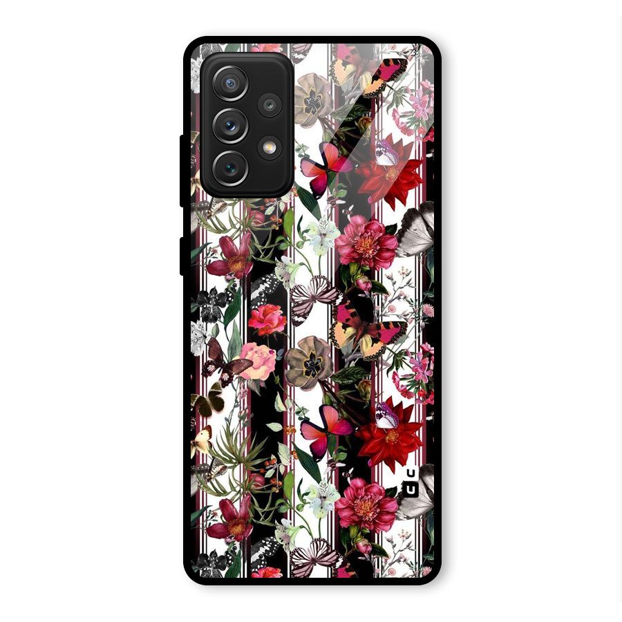 Butterfly Flowers Glass Back Case for Galaxy A72