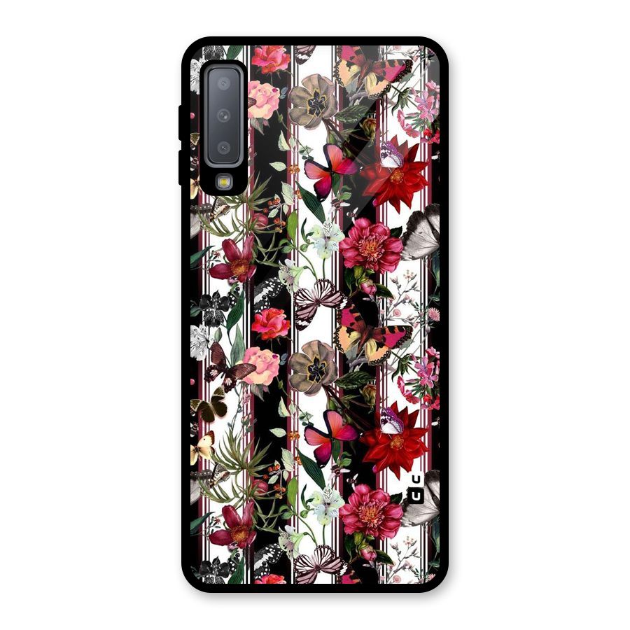 Butterfly Flowers Glass Back Case for Galaxy A7 (2018)