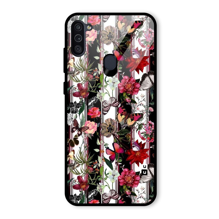 Butterfly Flowers Glass Back Case for Galaxy M11