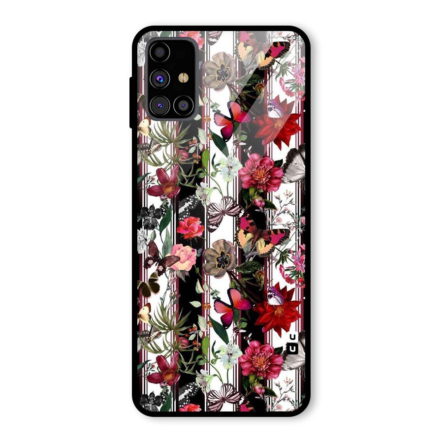 Butterfly Flowers Glass Back Case for Galaxy M31s