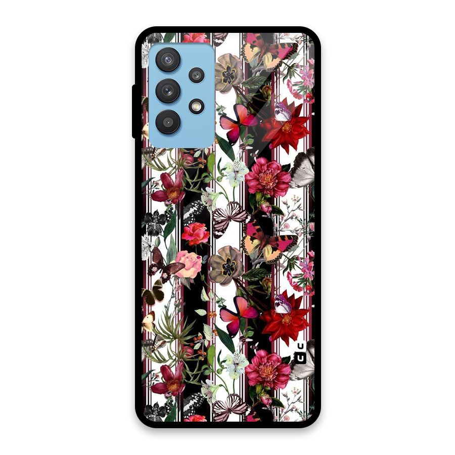 Butterfly Flowers Glass Back Case for Galaxy M32 5G