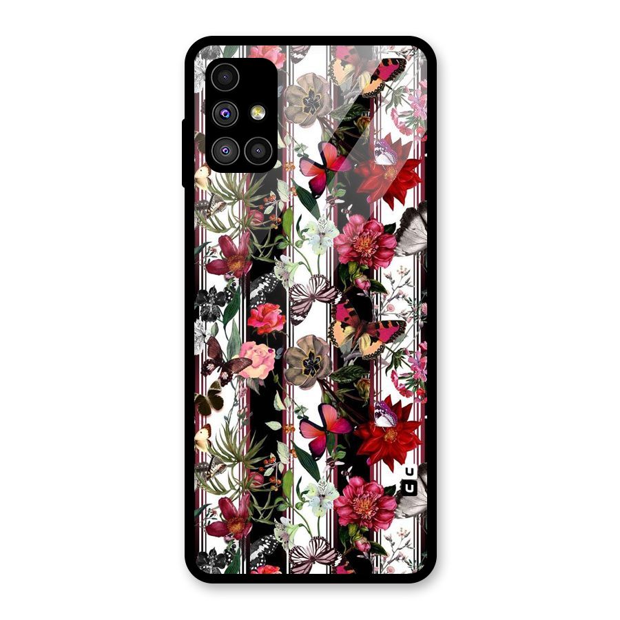 Butterfly Flowers Glass Back Case for Galaxy M51