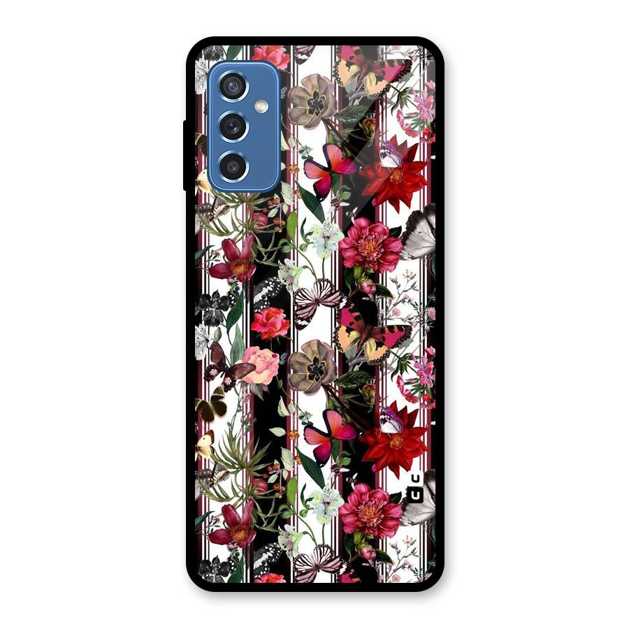 Butterfly Flowers Glass Back Case for Galaxy M52 5G