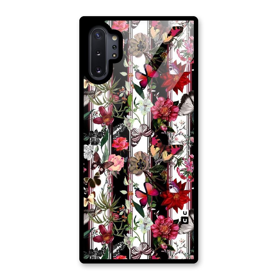 Butterfly Flowers Glass Back Case for Galaxy Note 10 Plus