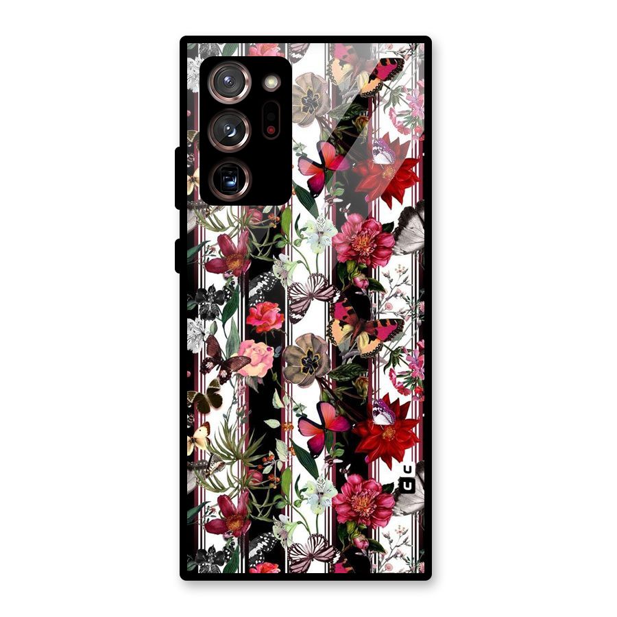 Butterfly Flowers Glass Back Case for Galaxy Note 20 Ultra 5G