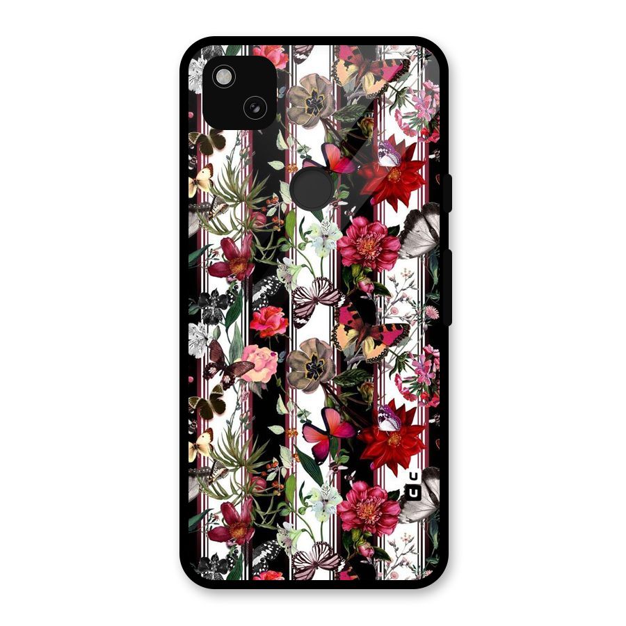 Butterfly Flowers Glass Back Case for Google Pixel 4a