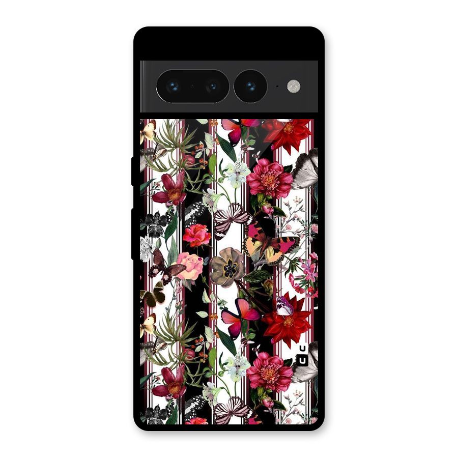 Butterfly Flowers Glass Back Case for Google Pixel 7 Pro