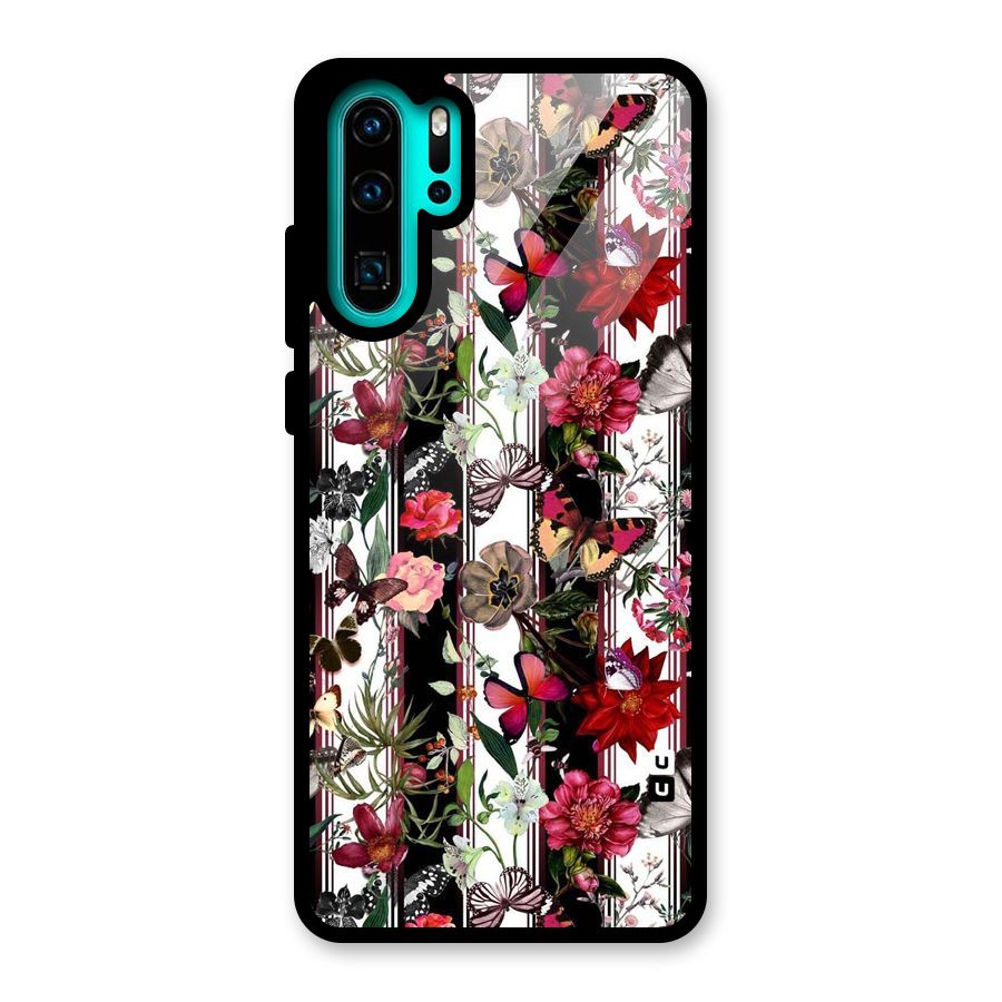 Butterfly Flowers Glass Back Case for Huawei P30 Pro