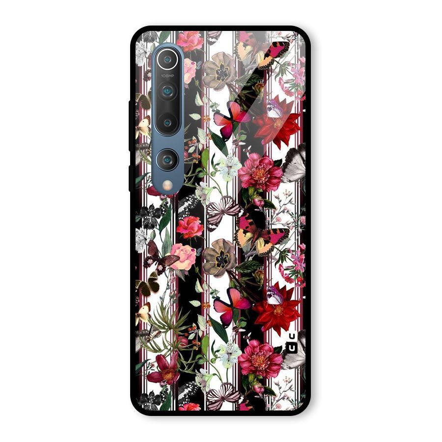 Butterfly Flowers Glass Back Case for Mi 10