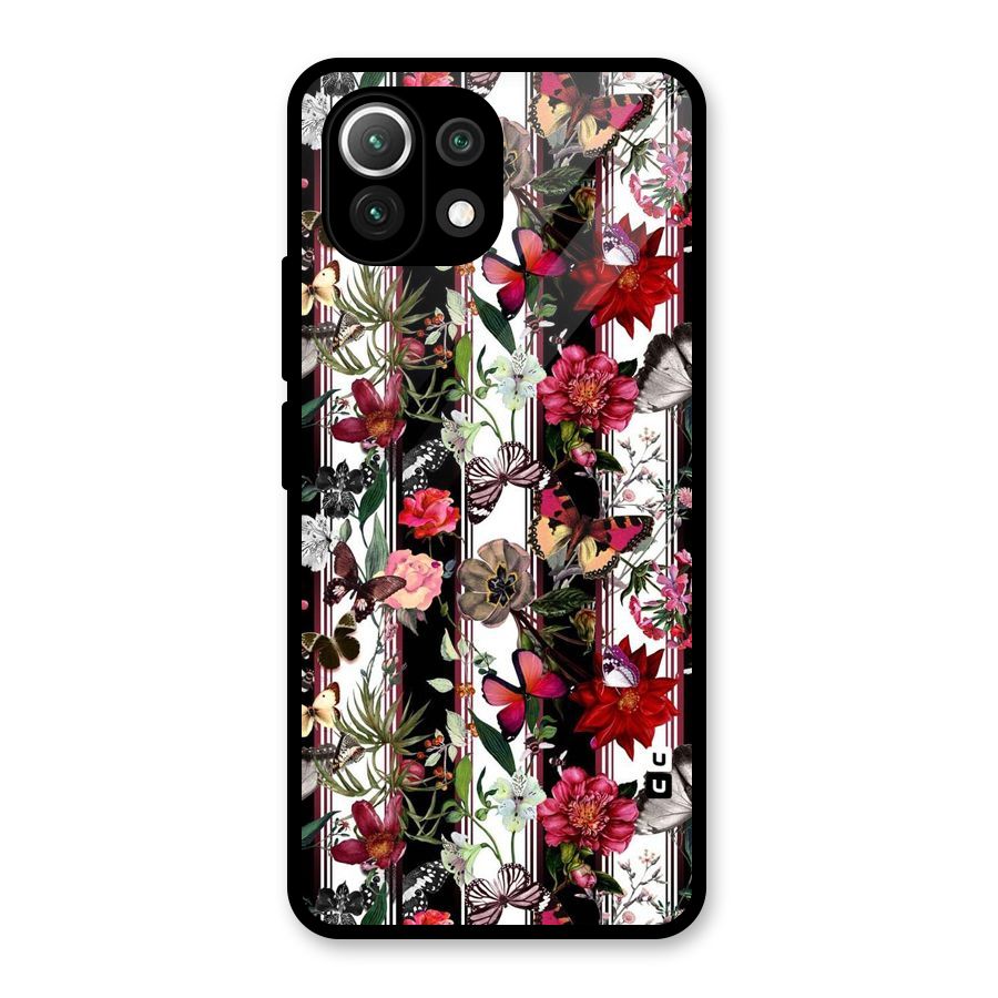 Butterfly Flowers Glass Back Case for Mi 11 Lite NE 5G