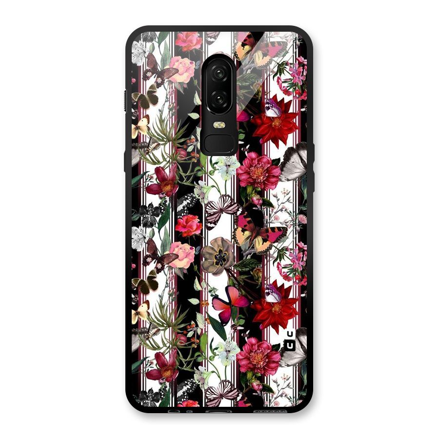 Butterfly Flowers Glass Back Case for OnePlus 6