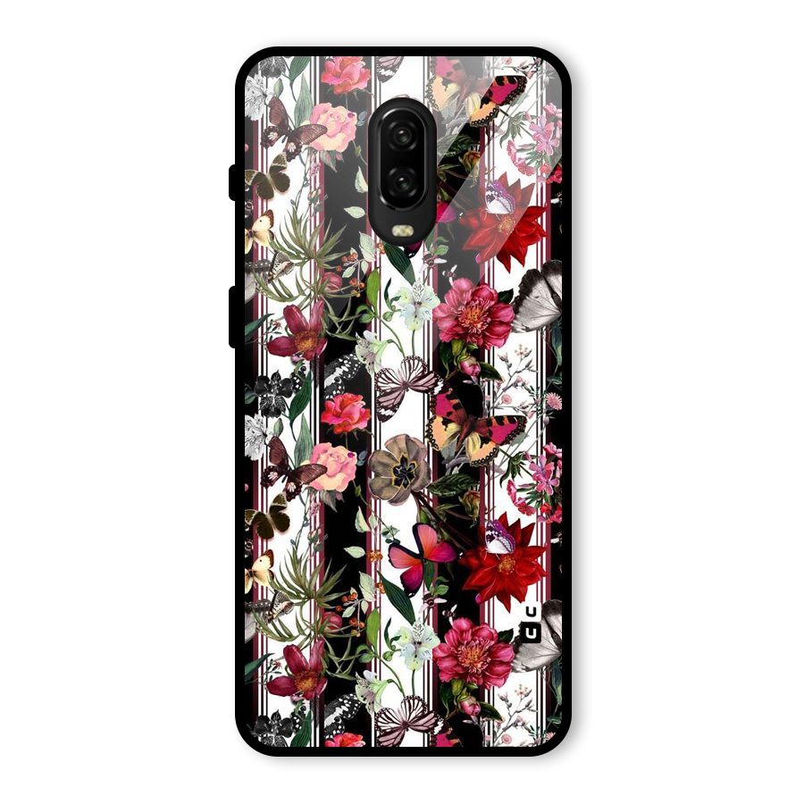 Butterfly Flowers Glass Back Case for OnePlus 6T