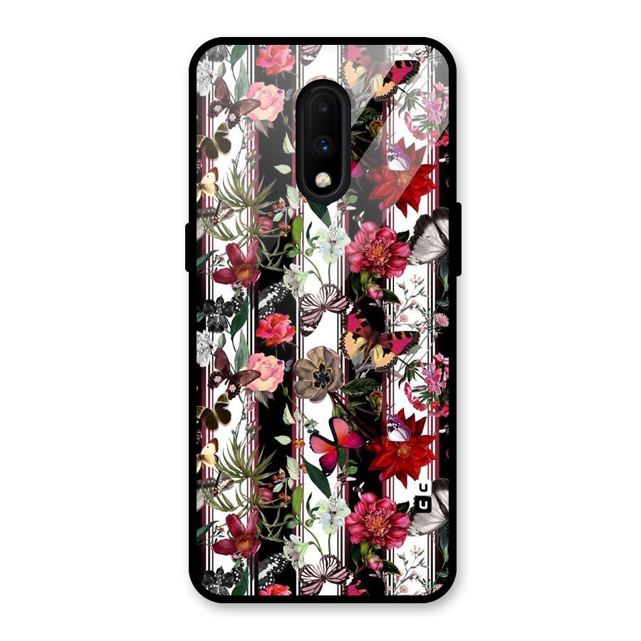 Butterfly Flowers Glass Back Case for OnePlus 7