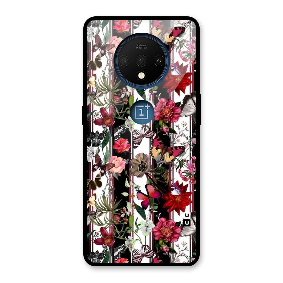 Butterfly Flowers Glass Back Case for OnePlus 7T