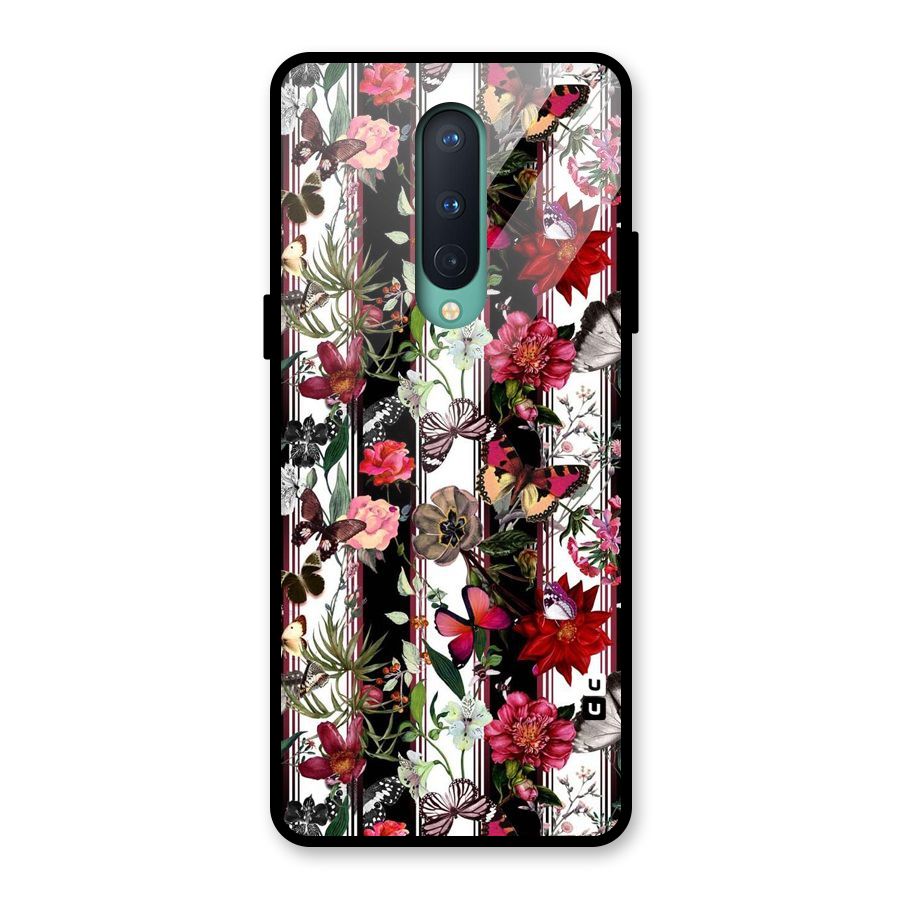 Butterfly Flowers Glass Back Case for OnePlus 8