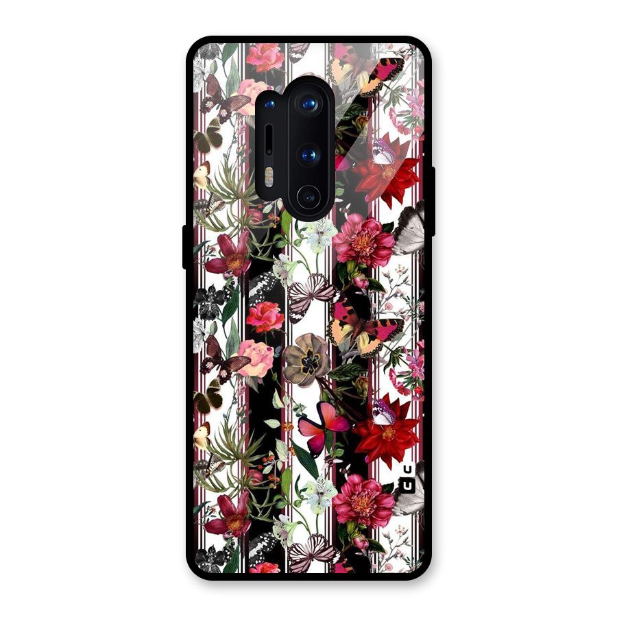 Butterfly Flowers Glass Back Case for OnePlus 8 Pro