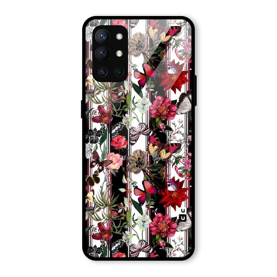 Butterfly Flowers Glass Back Case for OnePlus 9R