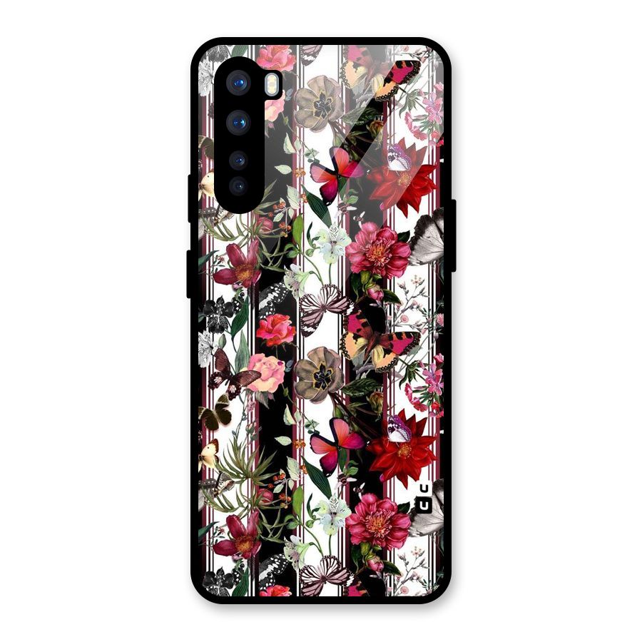 Butterfly Flowers Glass Back Case for OnePlus Nord