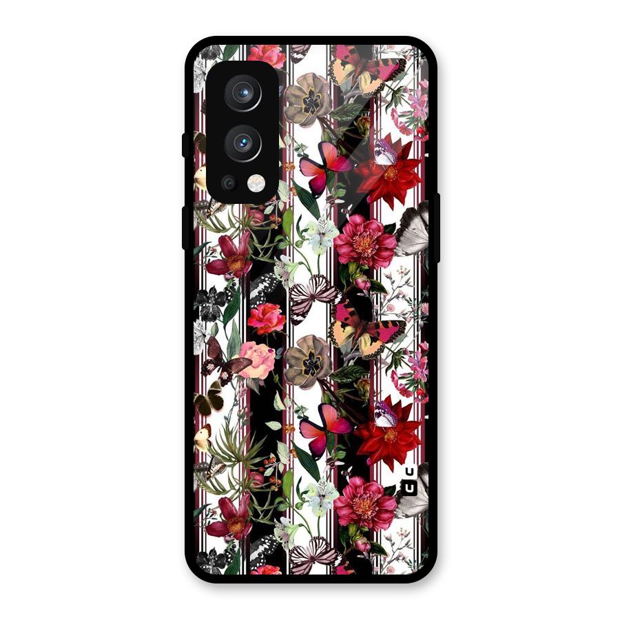 Butterfly Flowers Glass Back Case for OnePlus Nord 2 5G