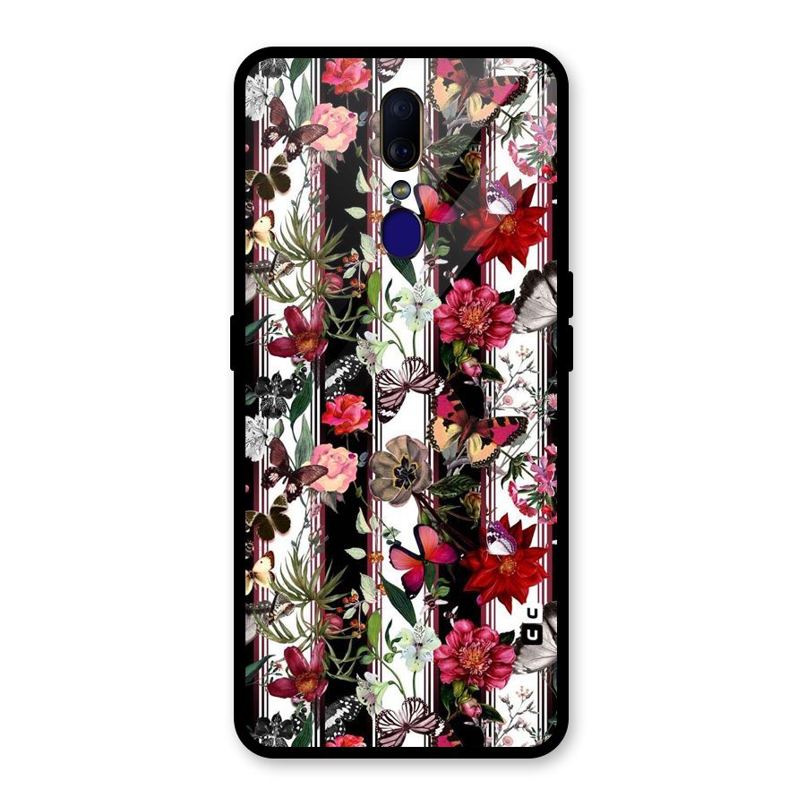 Butterfly Flowers Glass Back Case for Oppo F11