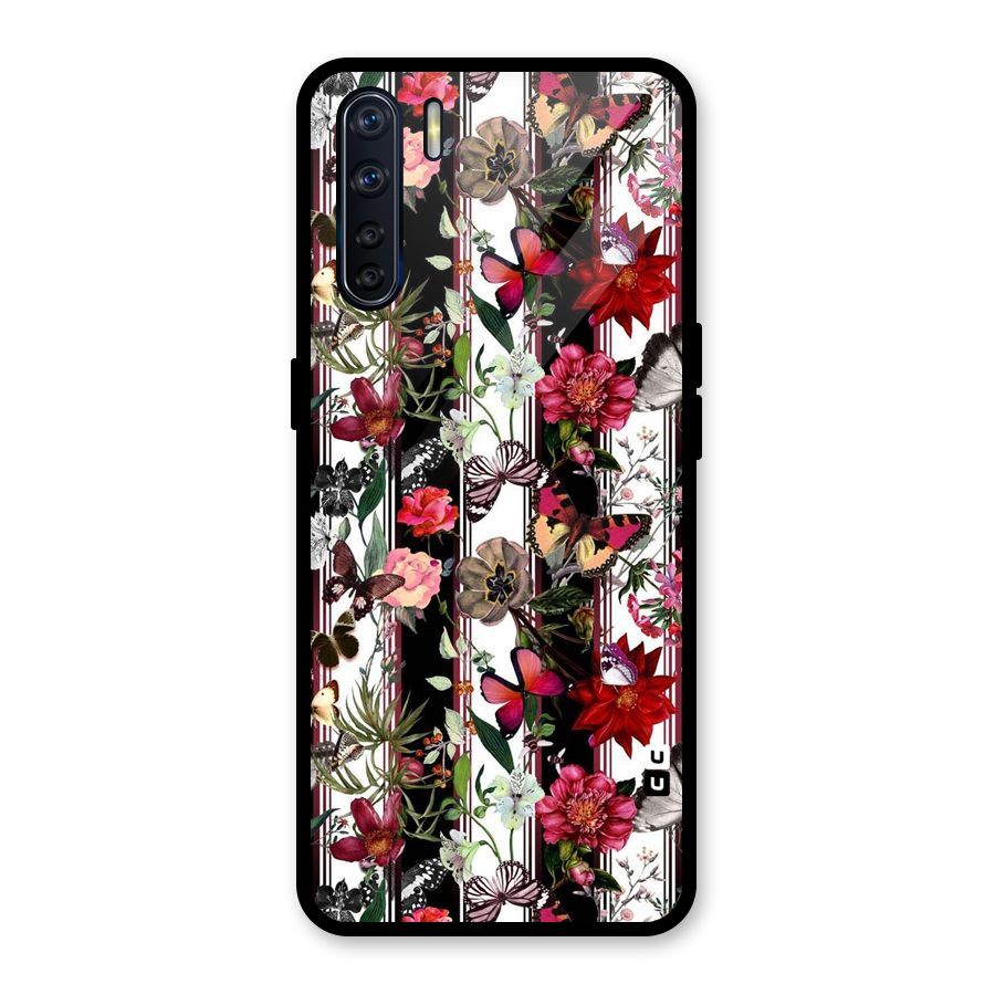 Butterfly Flowers Glass Back Case for Oppo F15