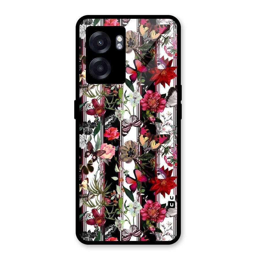 Butterfly Flowers Glass Back Case for Oppo K10 (5G)