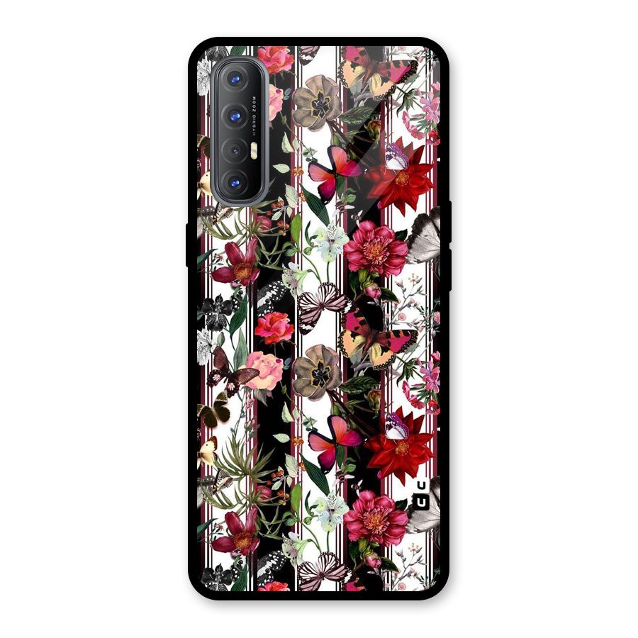 Butterfly Flowers Glass Back Case for Oppo Reno3 Pro