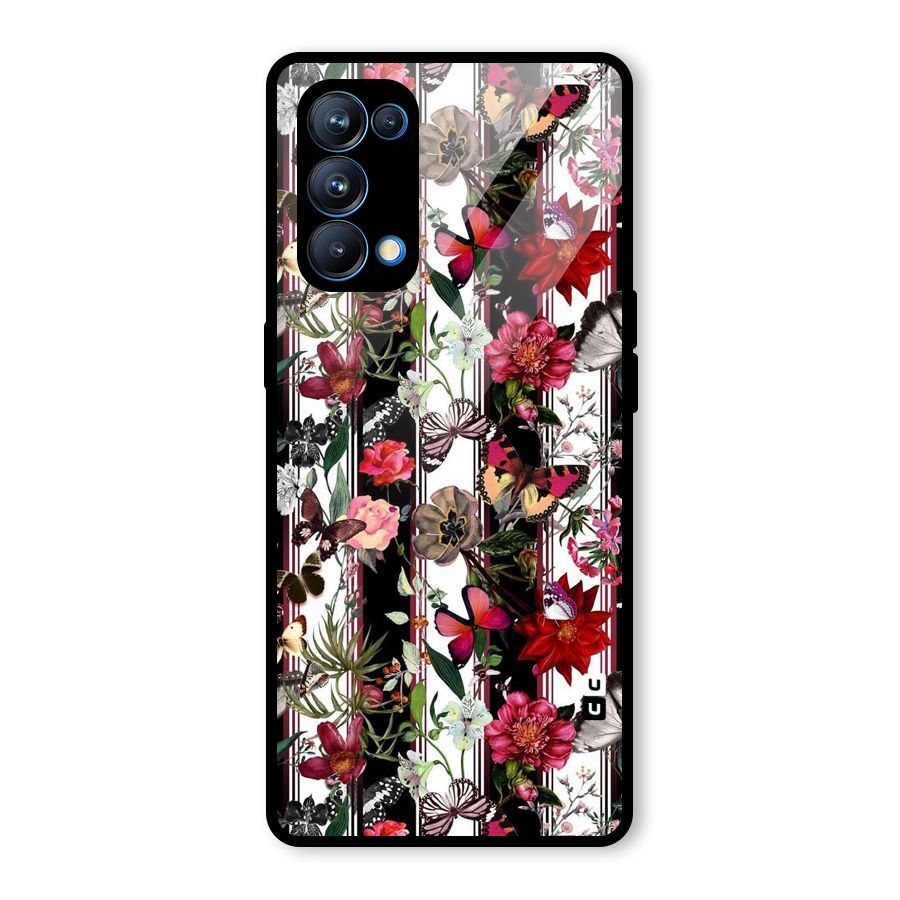 Butterfly Flowers Glass Back Case for Oppo Reno5 Pro 5G