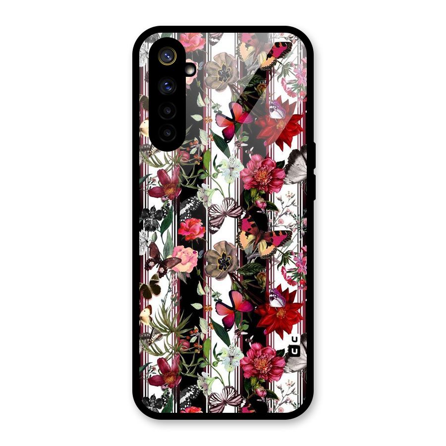 Butterfly Flowers Glass Back Case for Realme 6