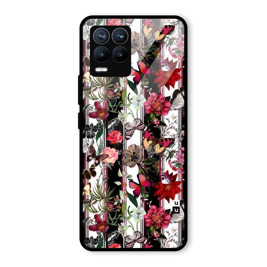 Butterfly Flowers Glass Back Case for Realme 8 Pro