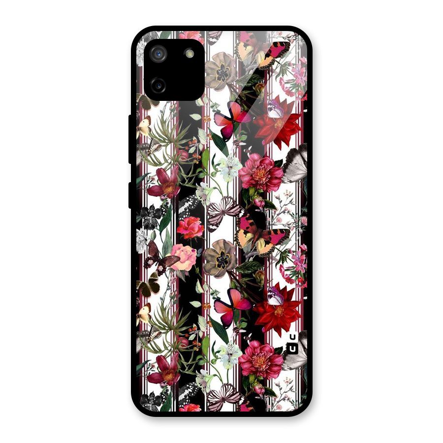 Butterfly Flowers Glass Back Case for Realme C11