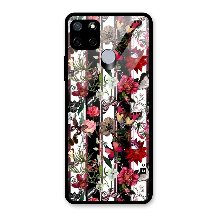 Butterfly Flowers Glass Back Case for Realme C15