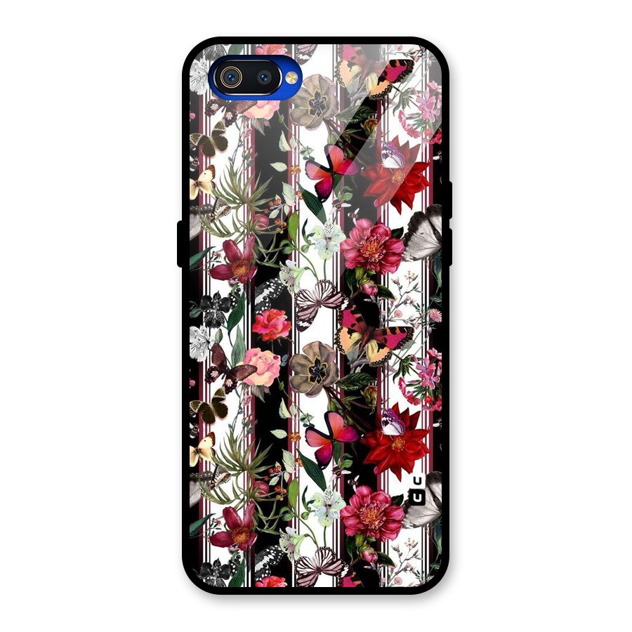 Butterfly Flowers Glass Back Case for Realme C2