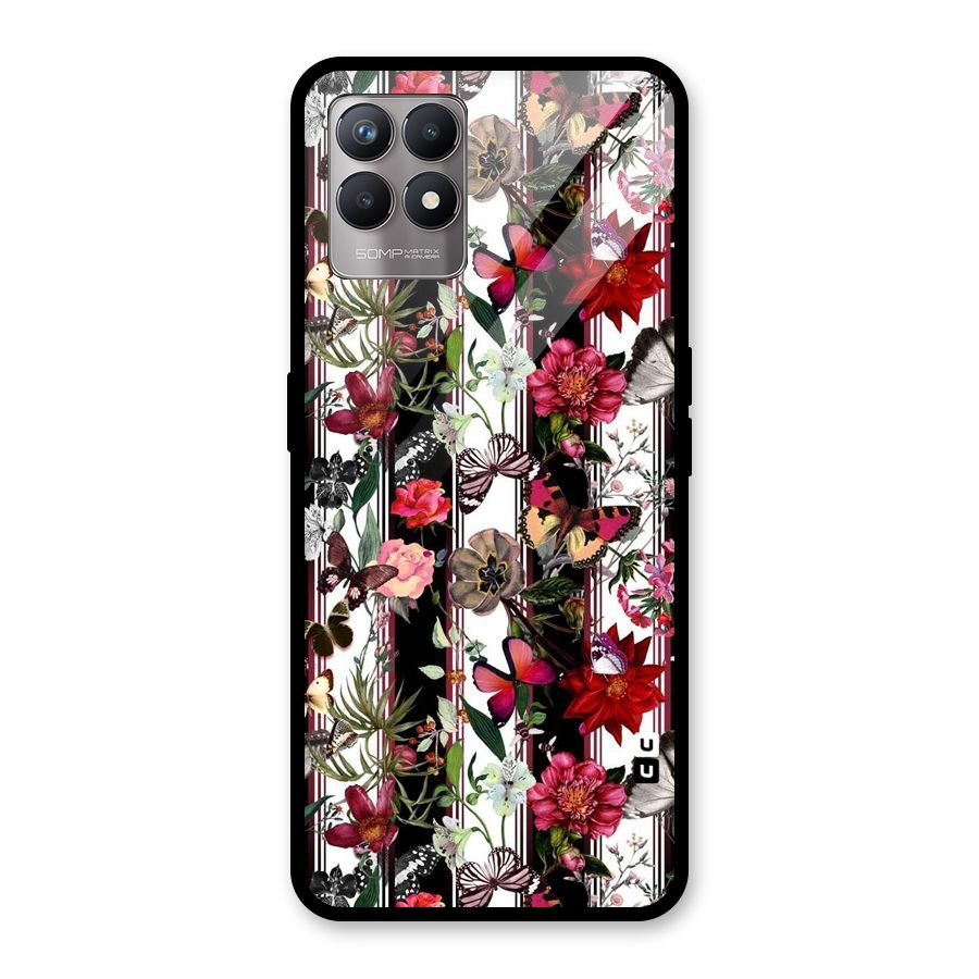 Butterfly Flowers Glass Back Case for Realme Narzo 50