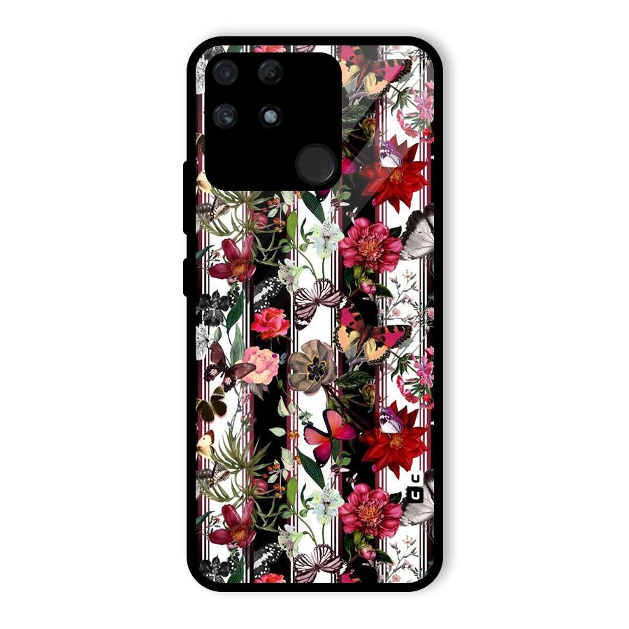 Butterfly Flowers Glass Back Case for Realme Narzo 50A