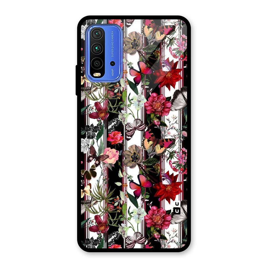 Butterfly Flowers Glass Back Case for Redmi 9 Power