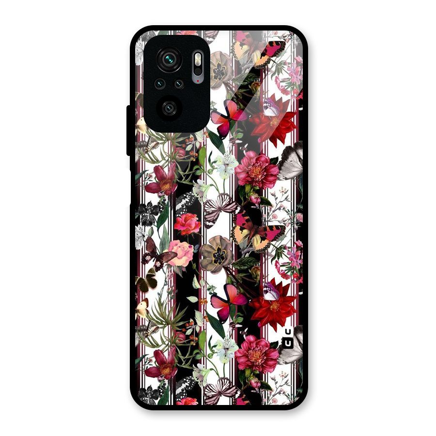 Butterfly Flowers Glass Back Case for Redmi Note 10S