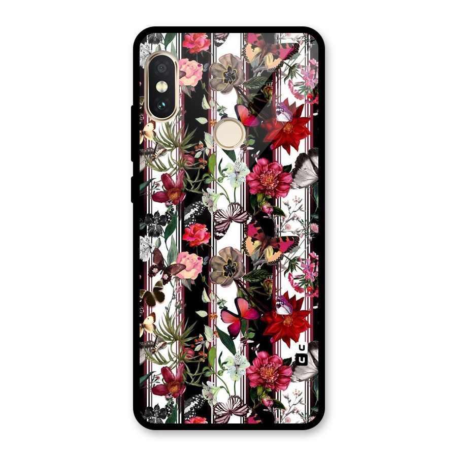 Butterfly Flowers Glass Back Case for Redmi Note 5 Pro