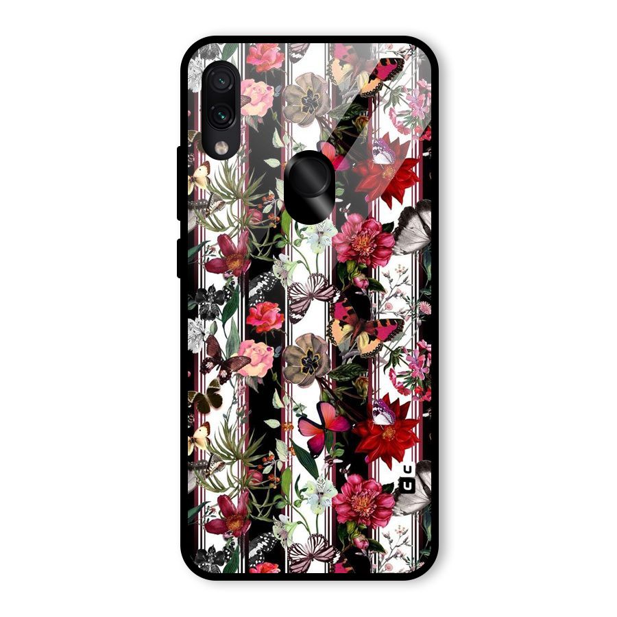 Butterfly Flowers Glass Back Case for Redmi Note 7 Pro