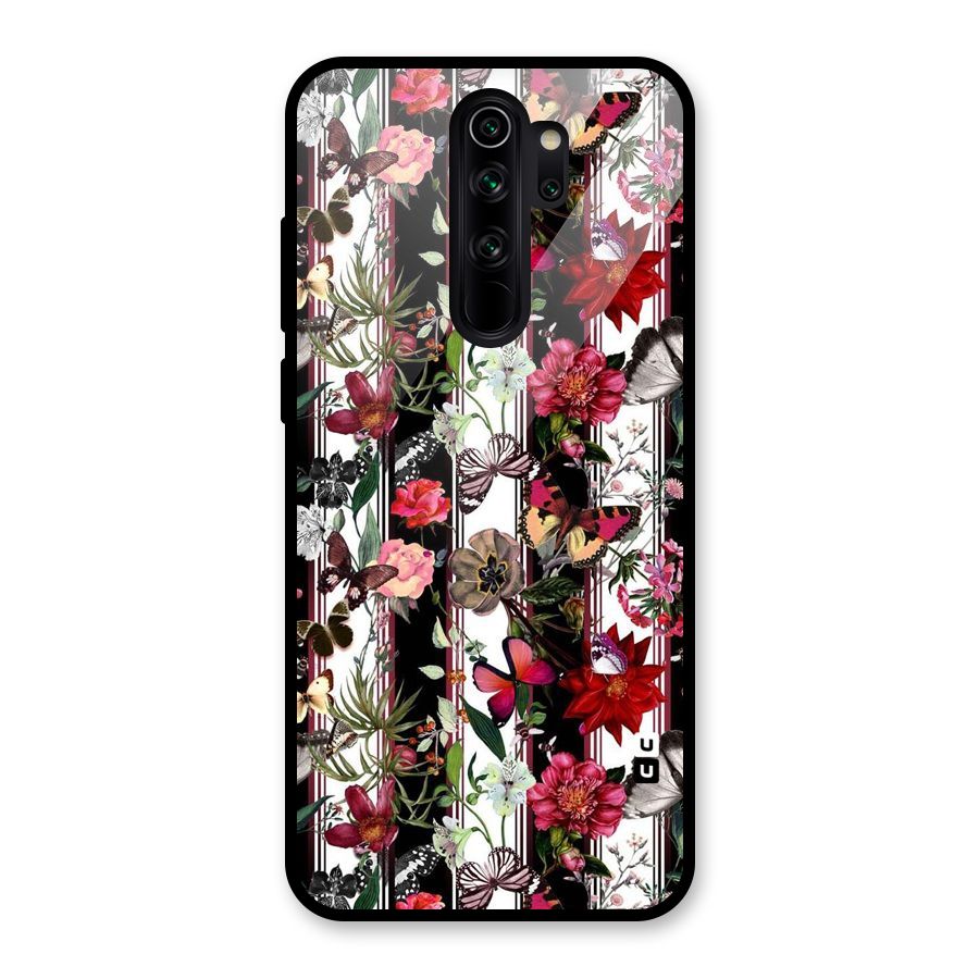Butterfly Flowers Glass Back Case for Redmi Note 8 Pro