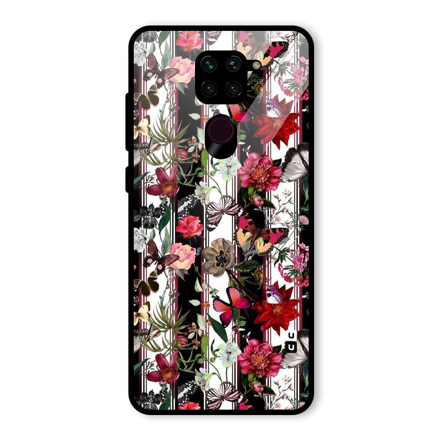 Butterfly Flowers Glass Back Case for Redmi Note 9