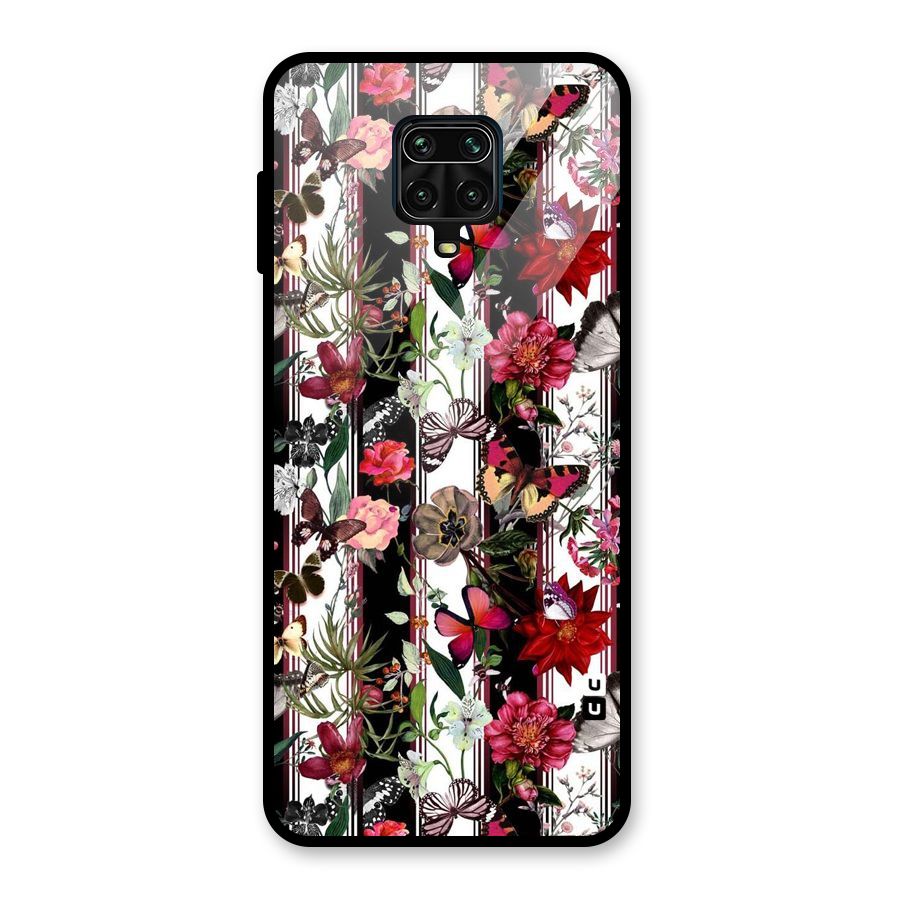 Butterfly Flowers Glass Back Case for Redmi Note 9 Pro