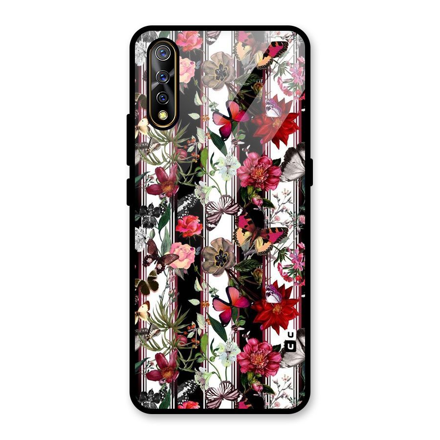 Butterfly Flowers Glass Back Case for Vivo S1