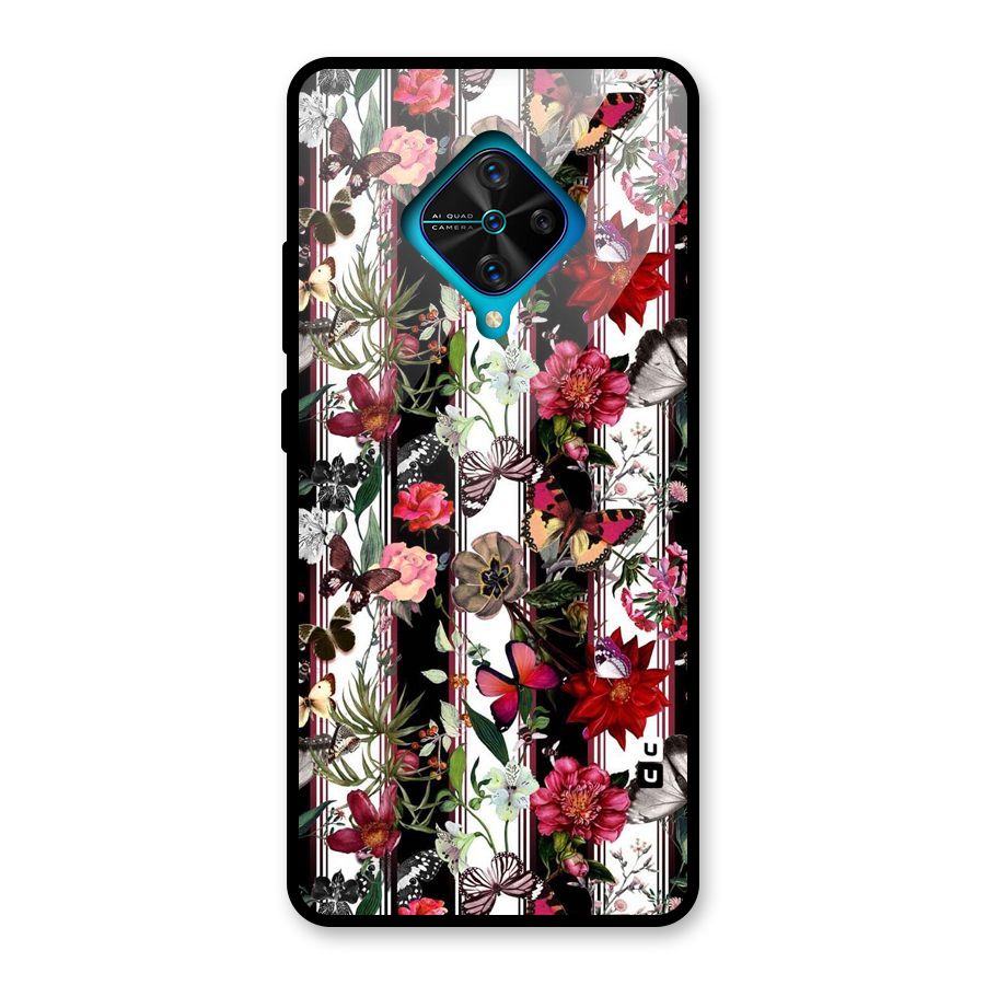 Butterfly Flowers Glass Back Case for Vivo S1 Pro