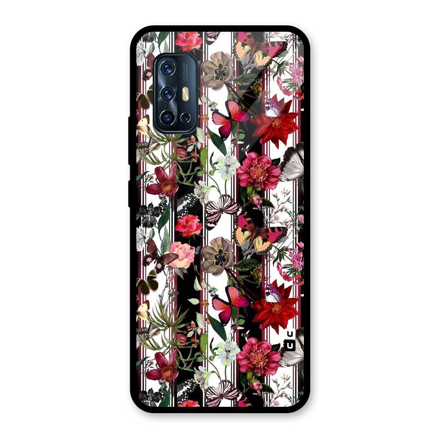 Butterfly Flowers Glass Back Case for Vivo V17